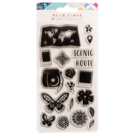 Paige Evans Go The Scenic Route Acrylic Stamps 19/Pkg